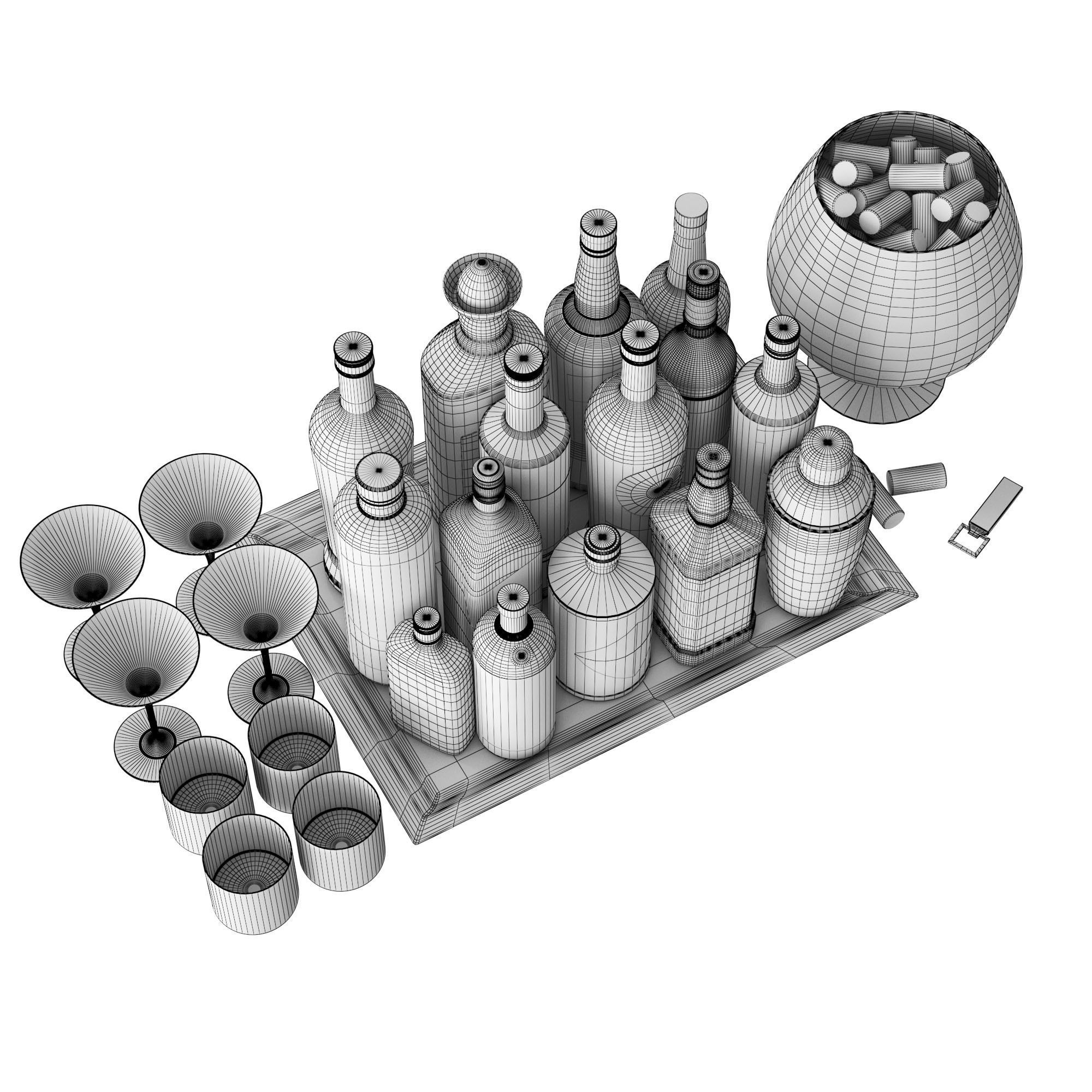 Home Bar Beverage Set 2 3D model_4