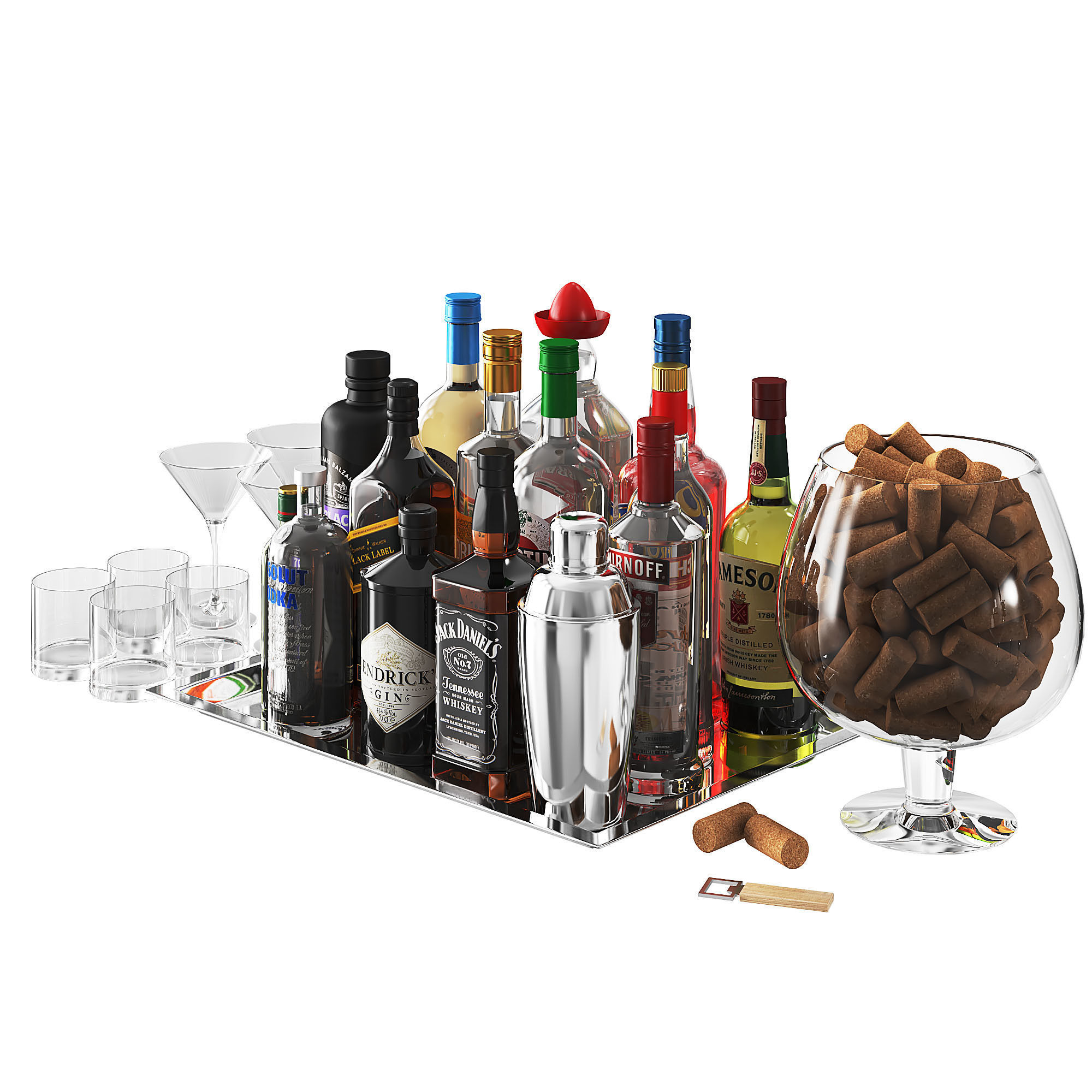 Home Bar Beverage Set 2 3D model_2