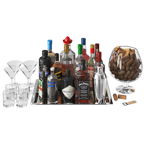 Home Bar Beverage Set 2 3D model
