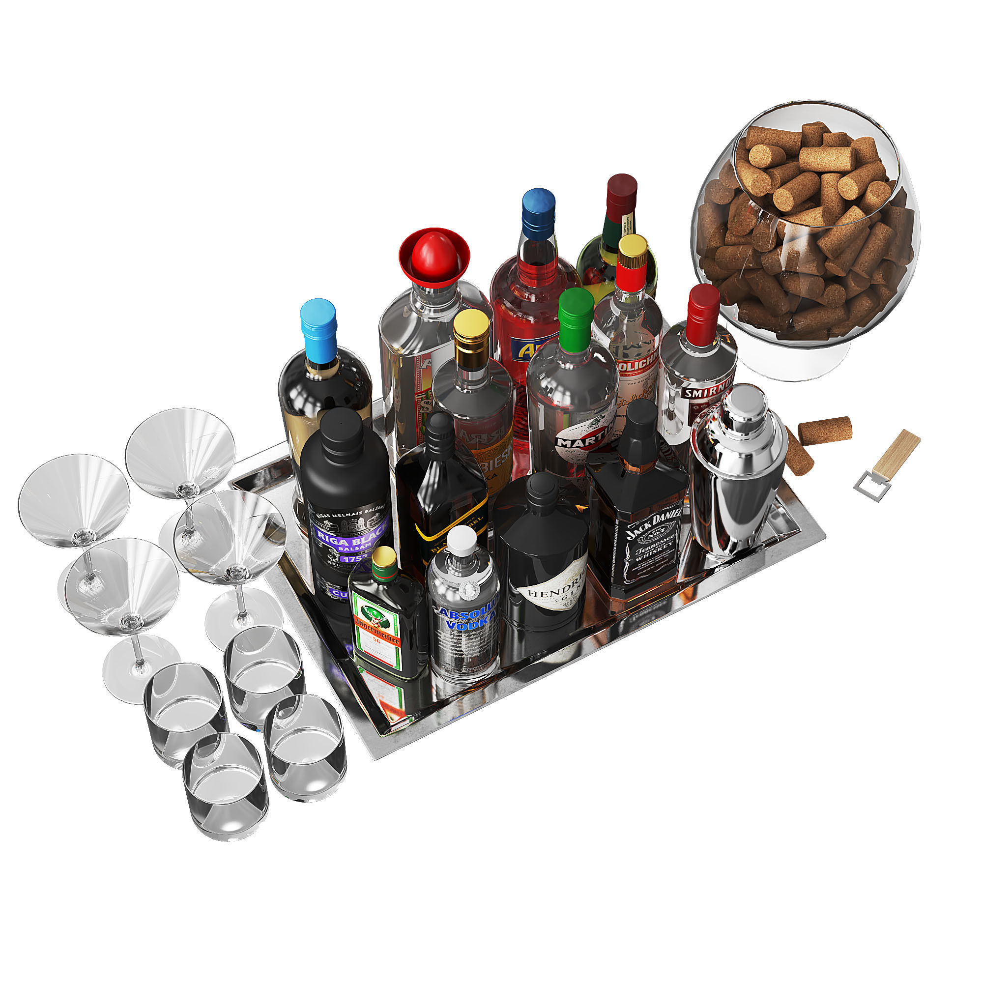 Home Bar Beverage Set 2 3D model_1