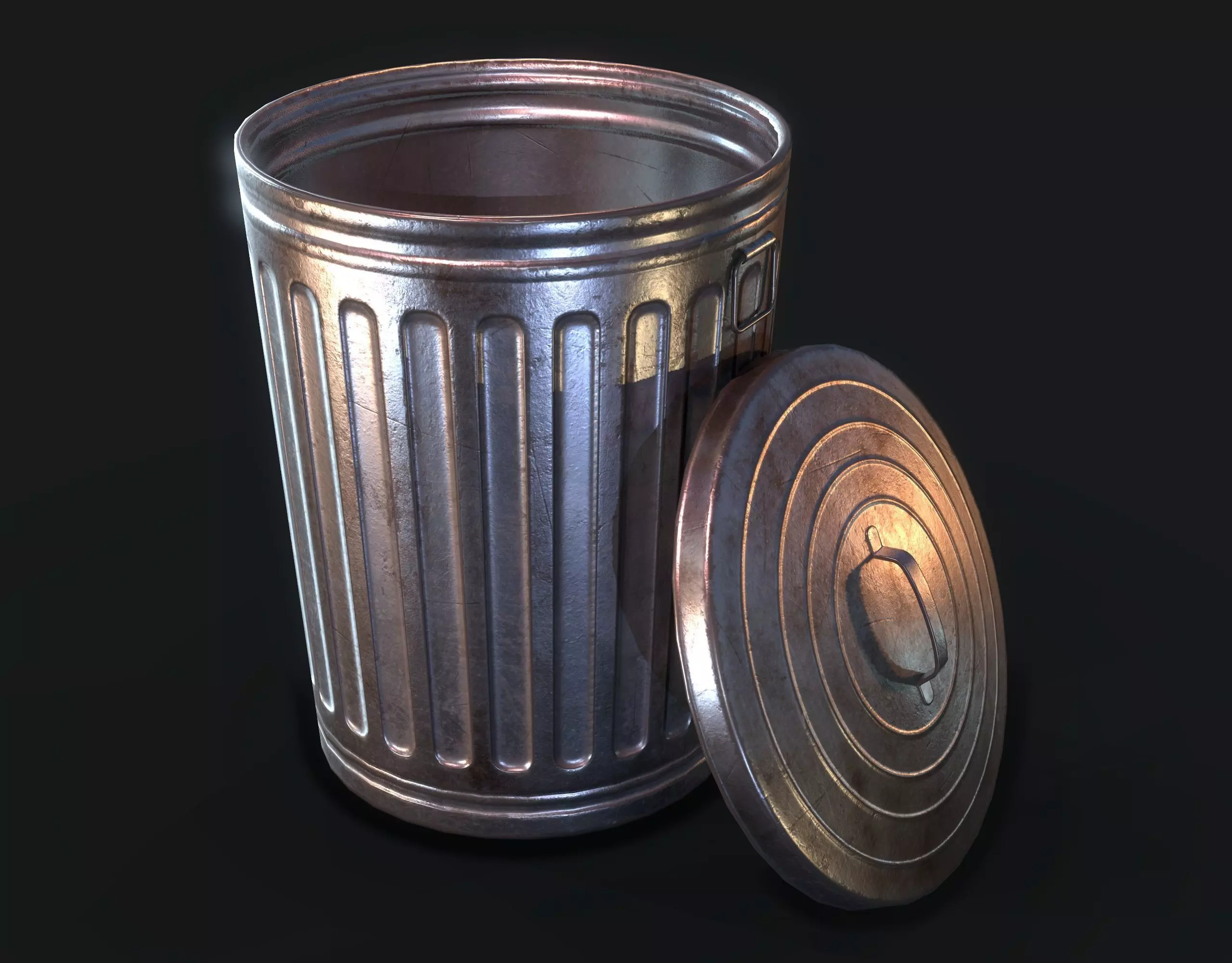 TrashCan metal trash can Low-poly 3D model_0
