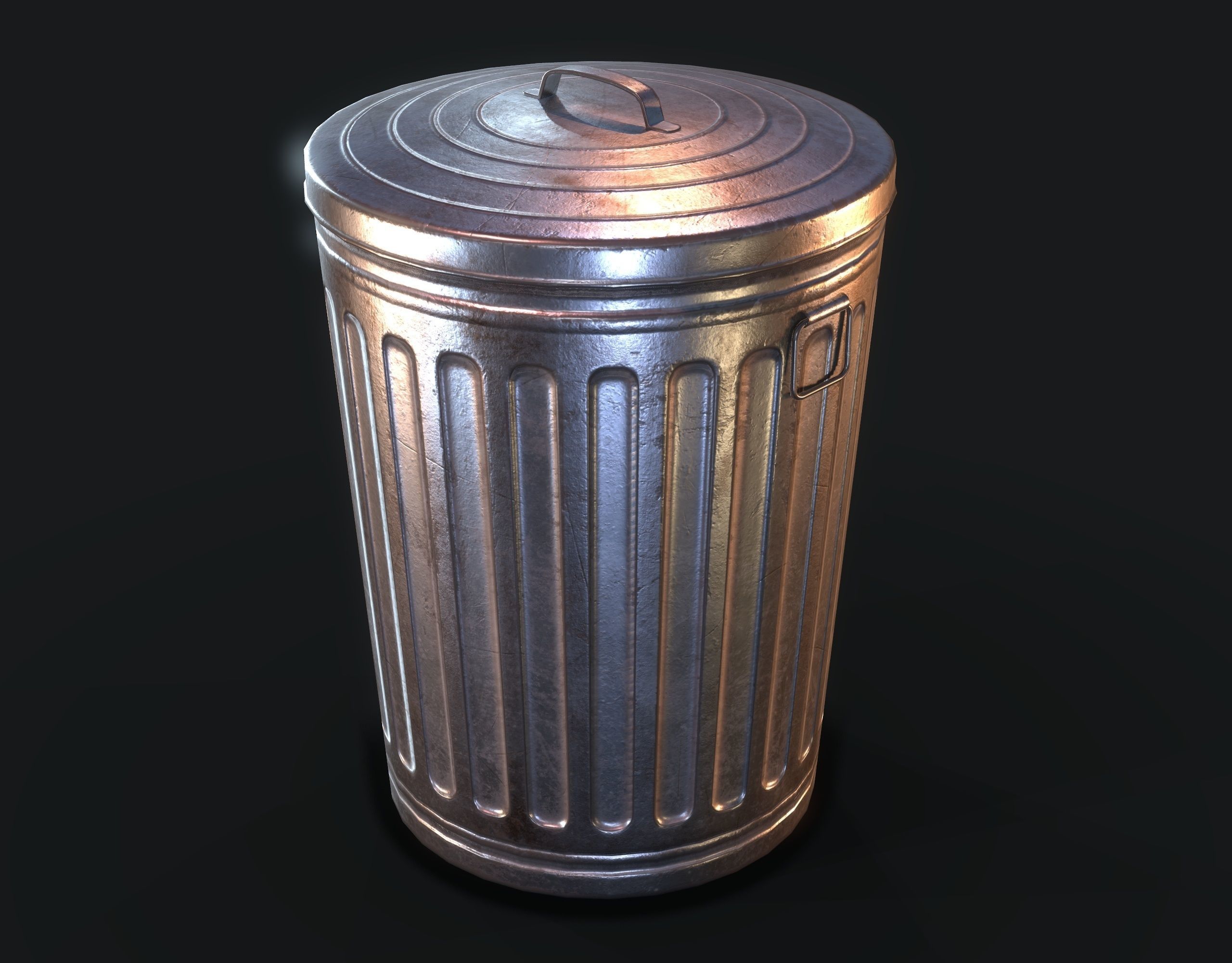 TrashCan metal trash can Low-poly 3D model_2