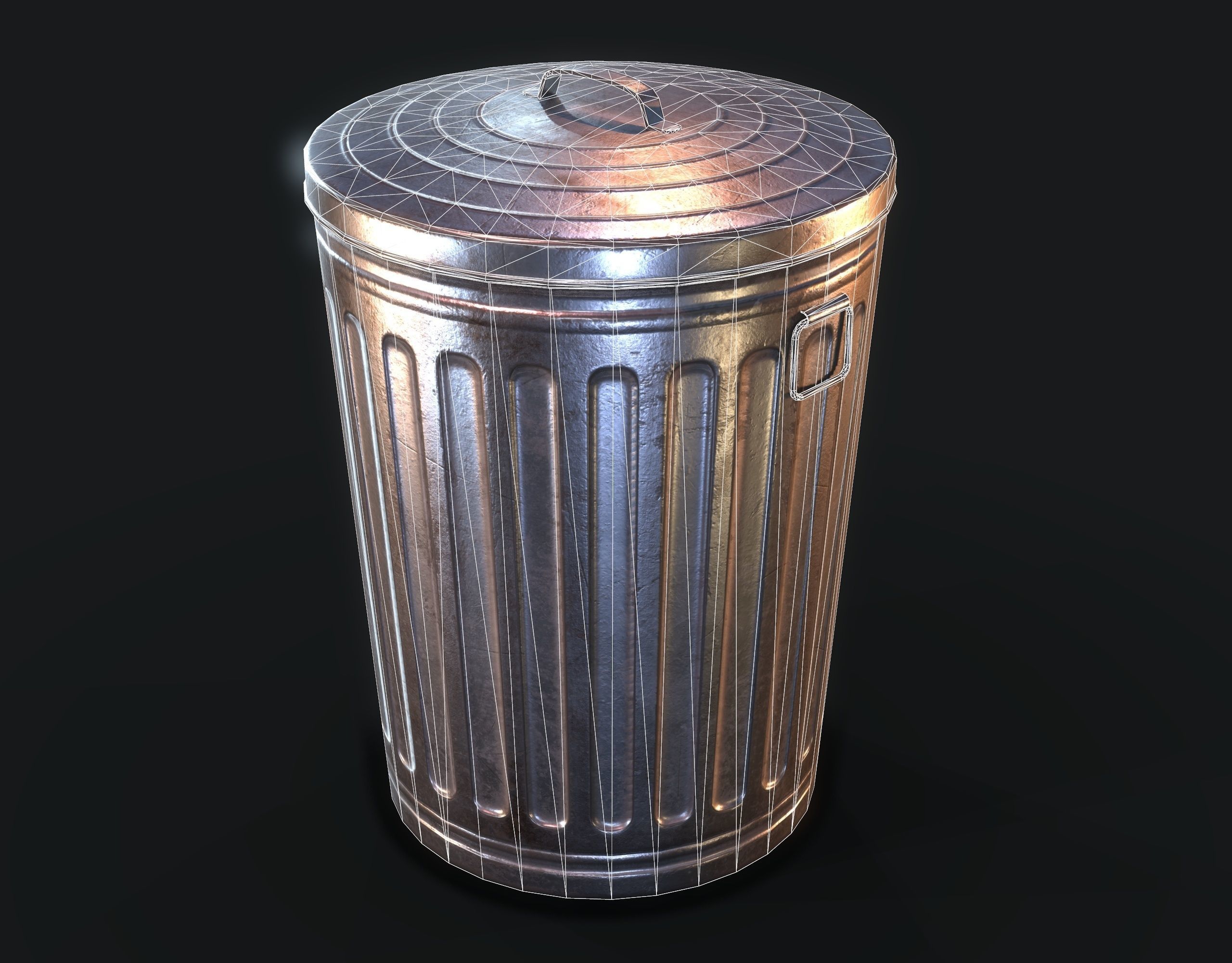 TrashCan metal trash can Low-poly 3D model_3