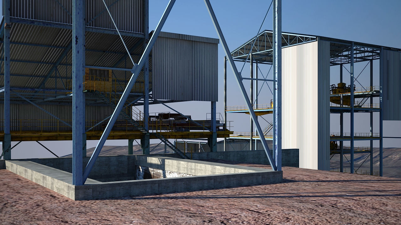 Old industrial Mining plant for game and animations Low-poly 3D model_4