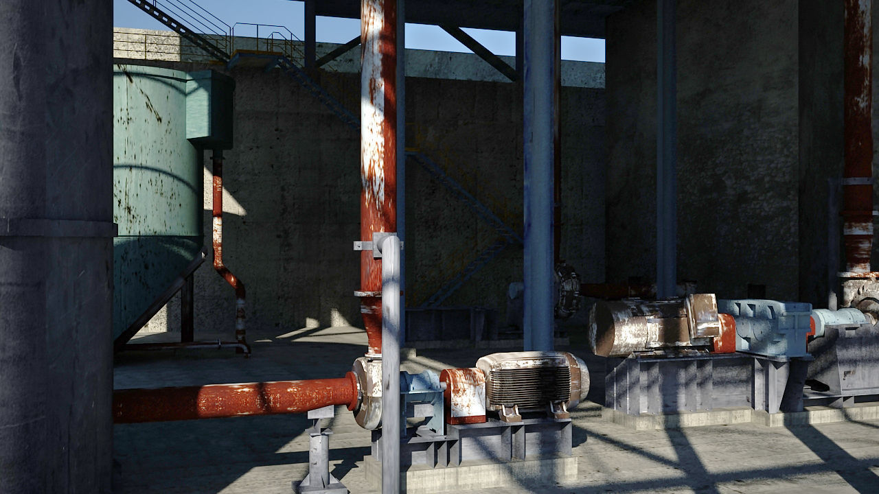 Old industrial Mining plant for game and animations Low-poly 3D model_7