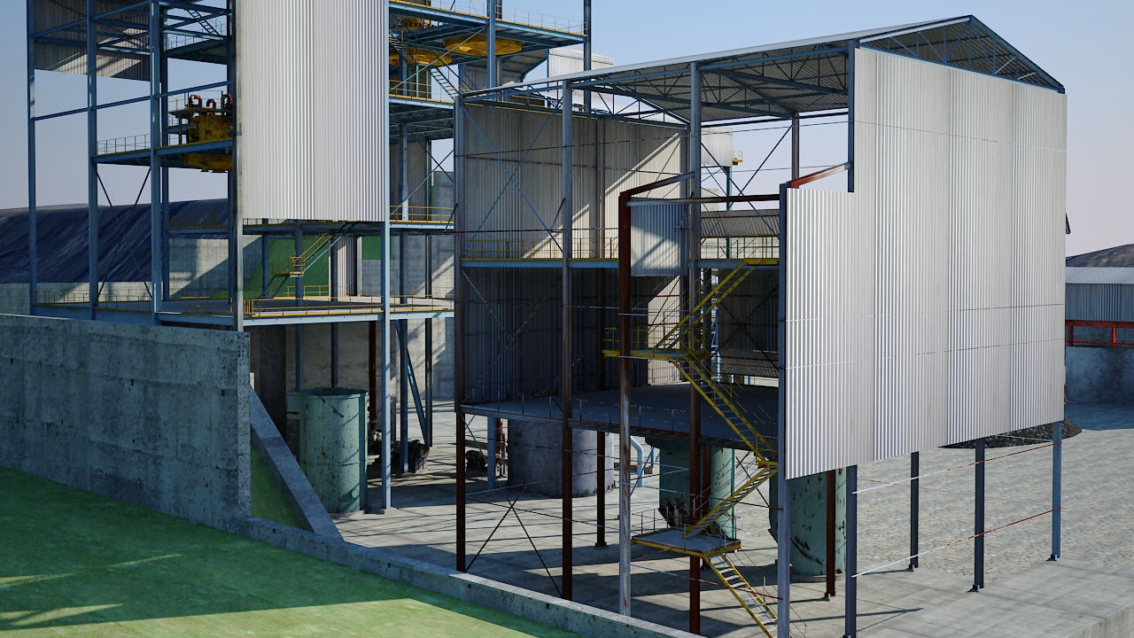 Old industrial Mining plant for game and animations Low-poly 3D model_5