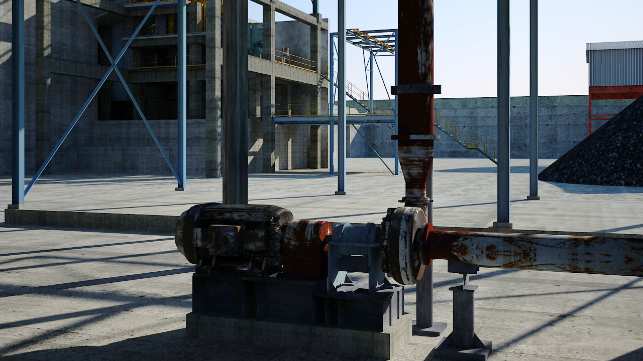 Old industrial Mining plant for game and animations Low-poly 3D model_10