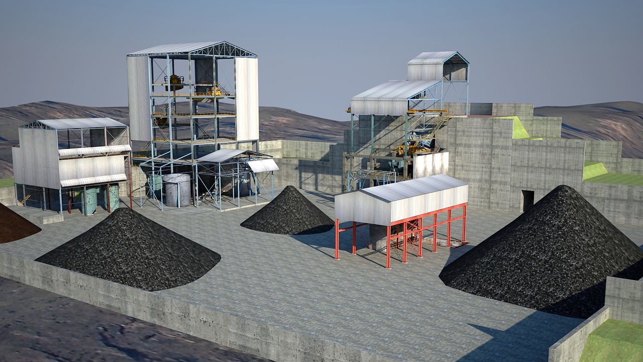 Old industrial Mining plant for game and animations Low-poly 3D model_17