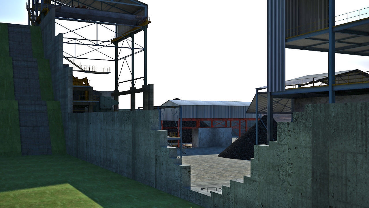 Old industrial Mining plant for game and animations Low-poly 3D model_18