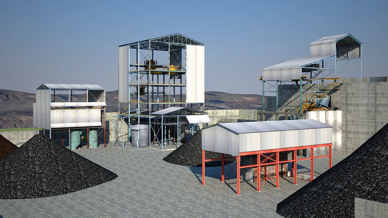 Old industrial Mining plant for game and animations Low-poly 3D model_13