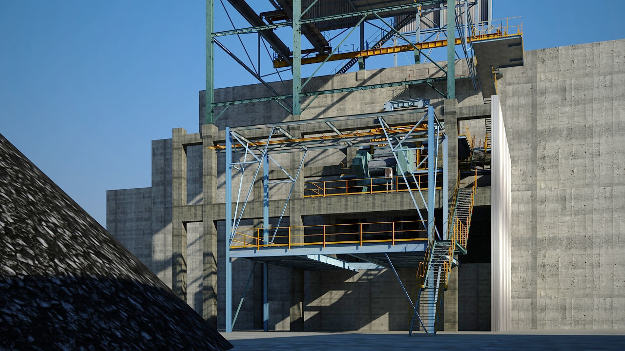 Old industrial Mining plant for game and animations Low-poly 3D model_11