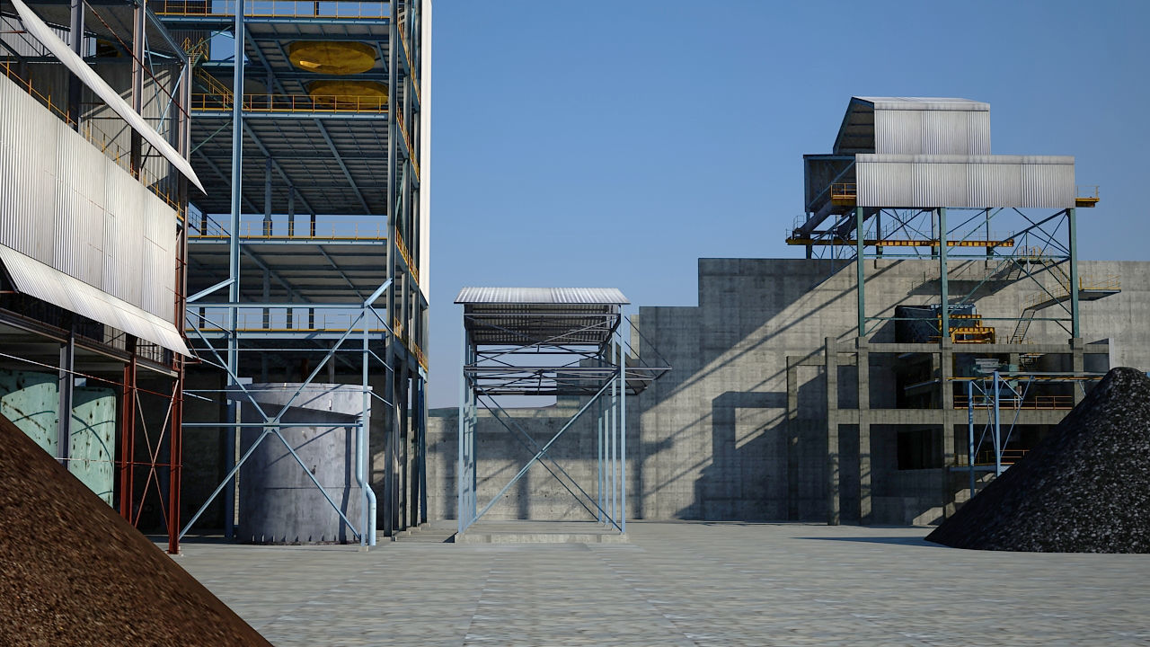 Old industrial Mining plant for game and animations Low-poly 3D model_9