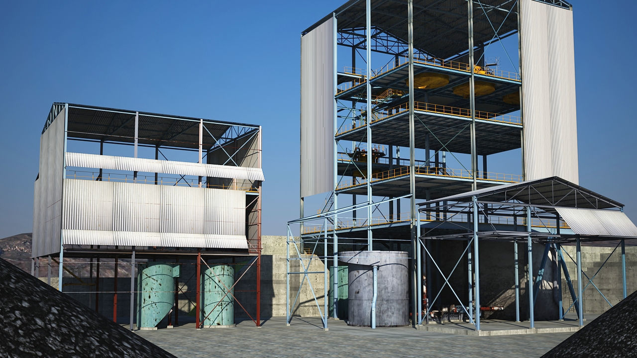 Old industrial Mining plant for game and animations Low-poly 3D model_16