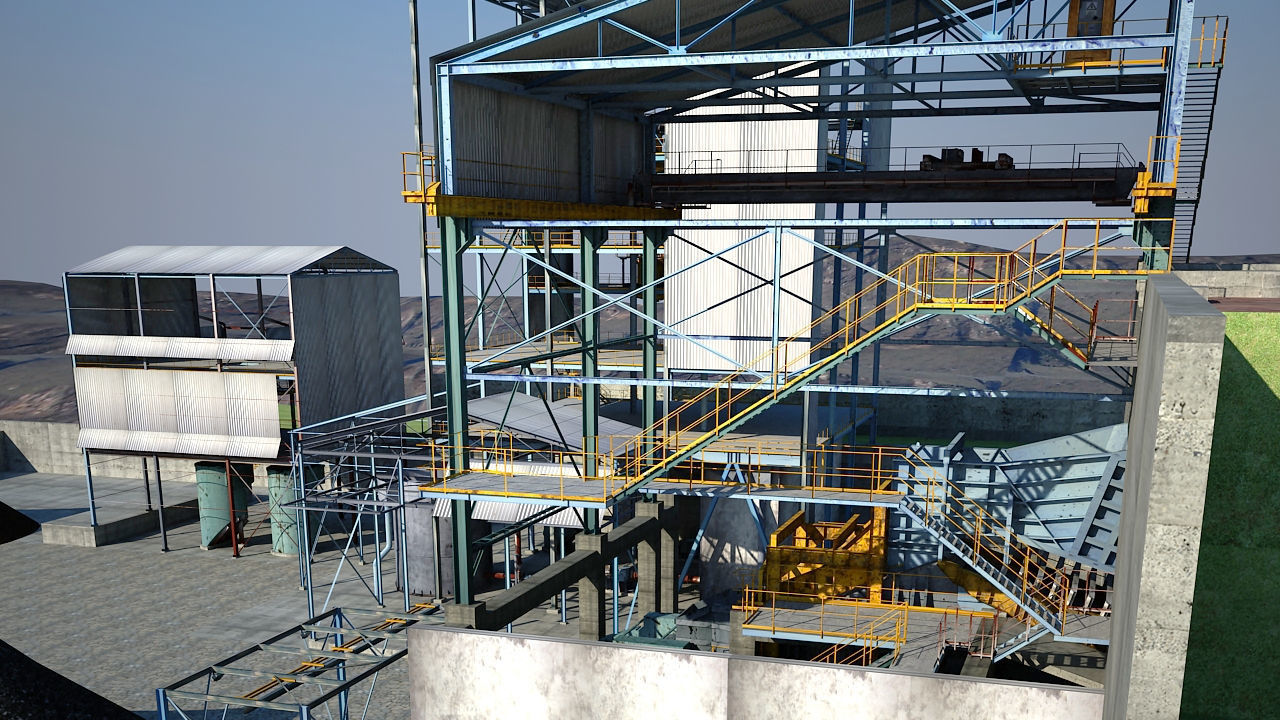 Old industrial Mining plant for game and animations Low-poly 3D model_3