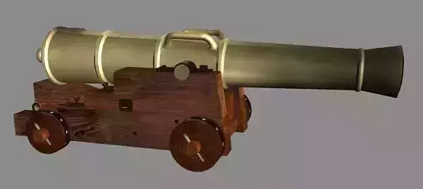 The 3d model ship cannon of the medium caliber 