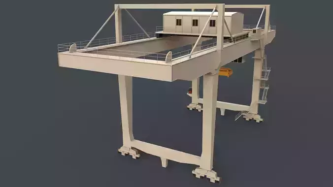 PBR Rail Mounted Gantry Crane RMG V2 - White Low-poly 3D model
