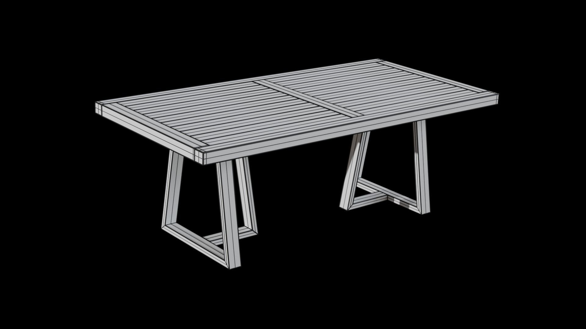 Alain Dining Table walnut wood Low-poly 3D model_7