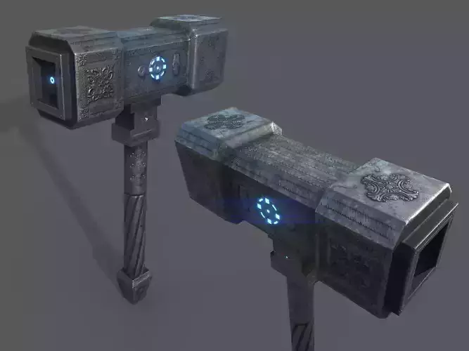 Futuristic Hammer - Cyber Maul Low-poly 3D model