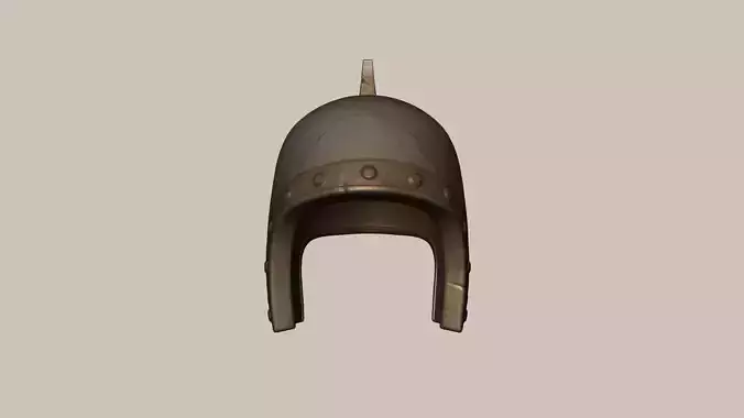 Chinese Rust Medieval Helmet - Character Design Low-poly 3D model