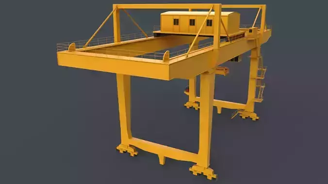 PBR Rail Mounted Gantry Crane RMG V2 - Yellow Low-poly 3D model