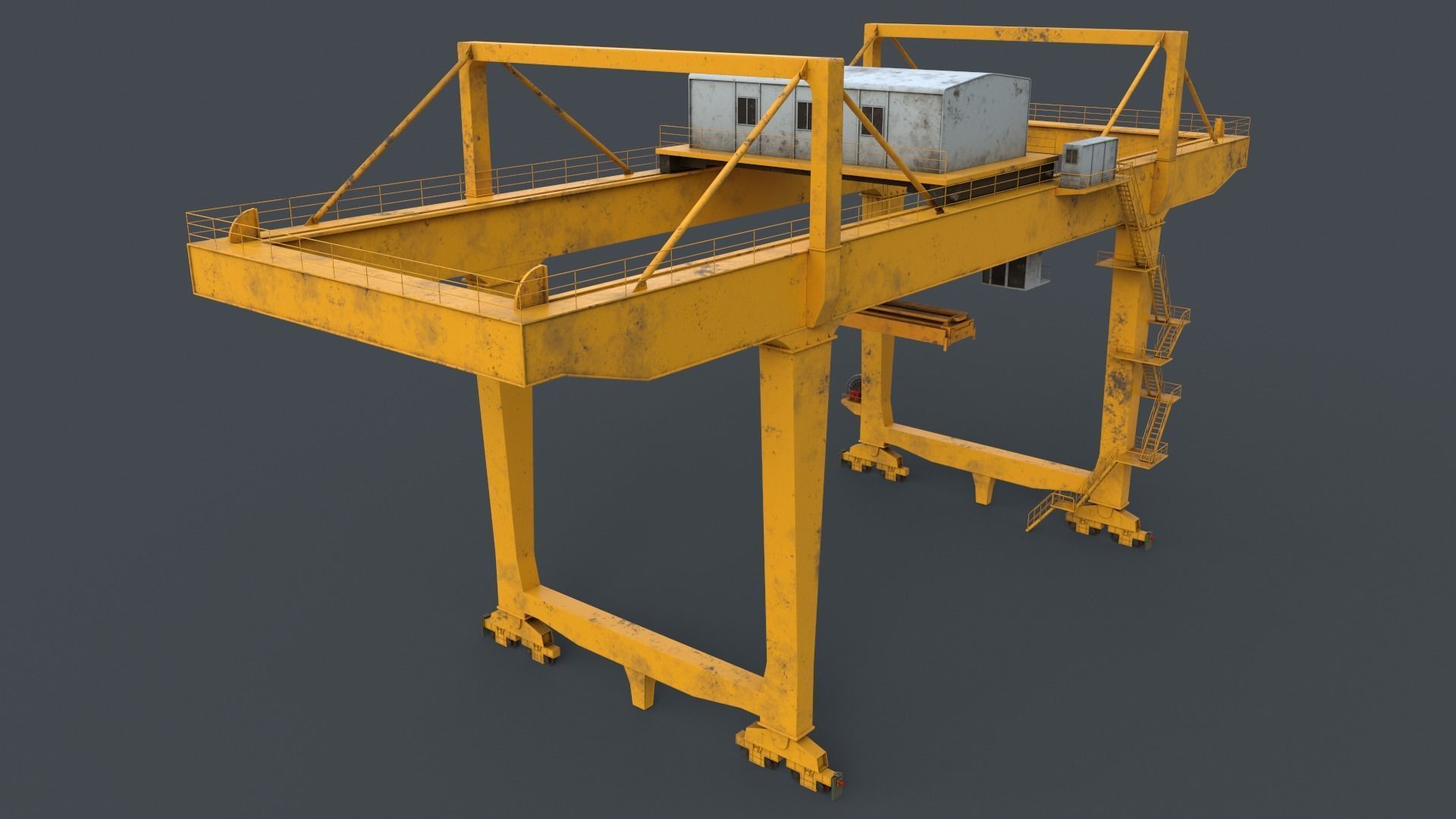 PBR Rail Mounted Gantry Crane RMG V2 - Yellow Low-poly 3D model_5