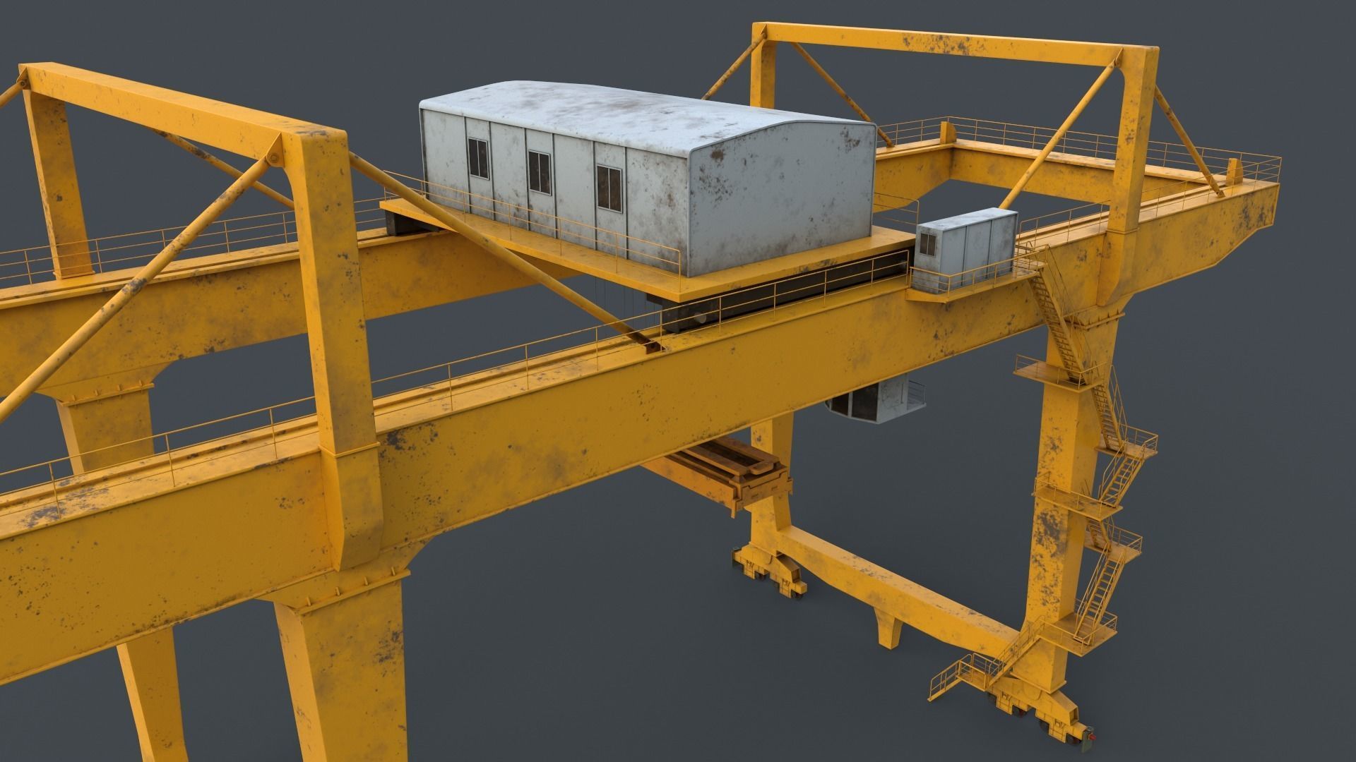 PBR Rail Mounted Gantry Crane RMG V2 - Yellow Low-poly 3D model_10