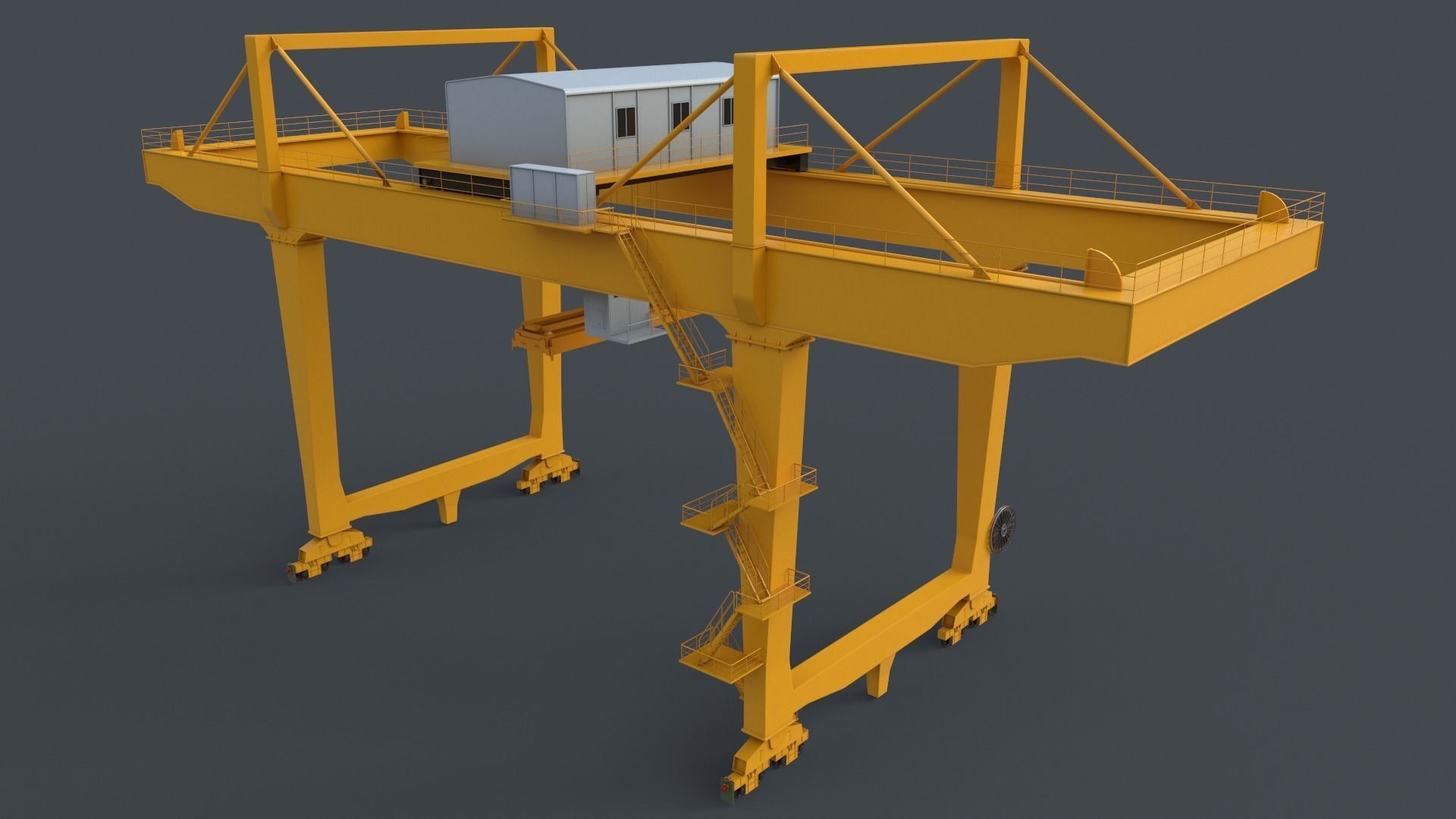 PBR Rail Mounted Gantry Crane RMG V2 - Yellow Low-poly 3D model_12