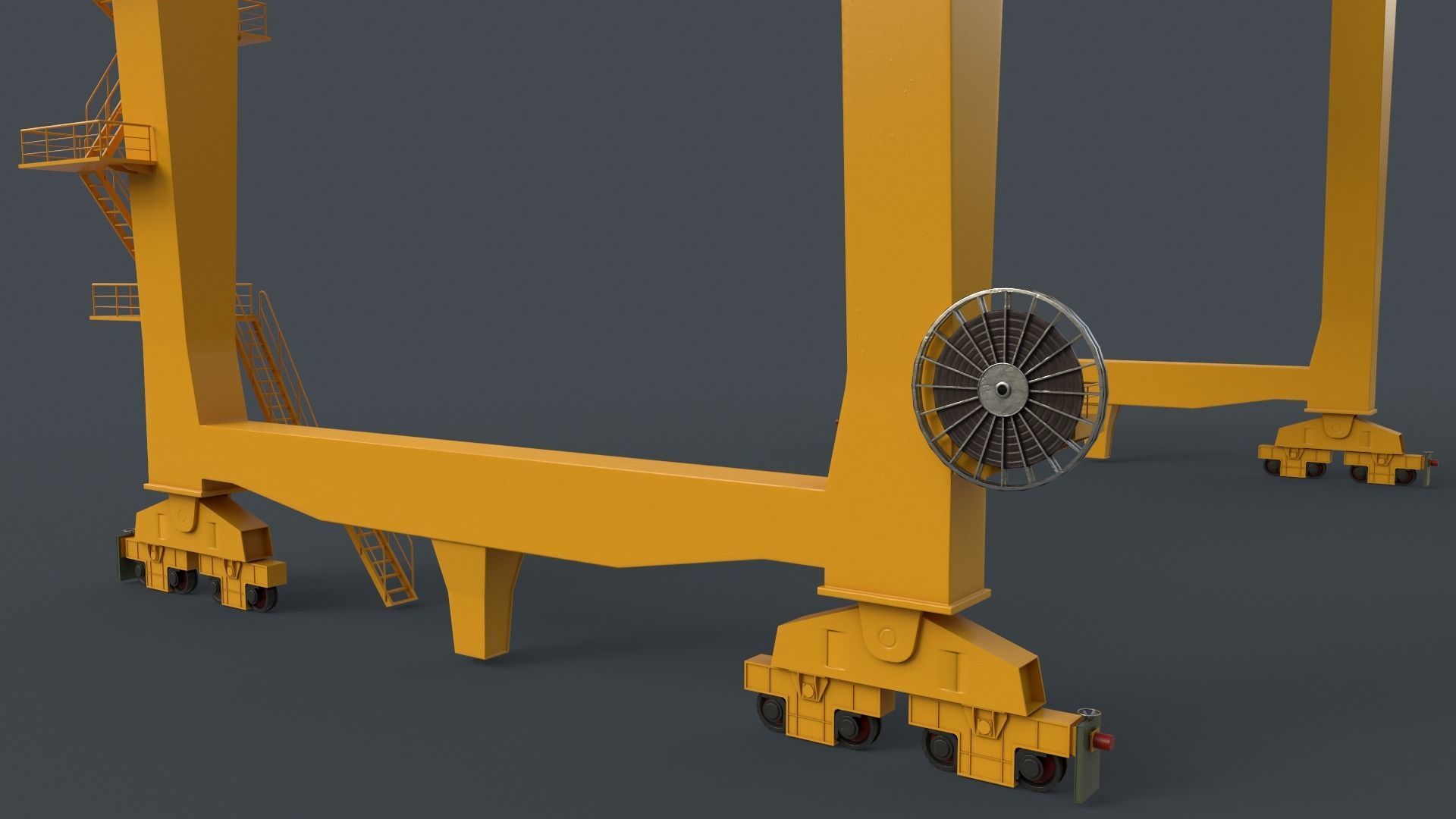 PBR Rail Mounted Gantry Crane RMG V2 - Yellow Low-poly 3D model_20