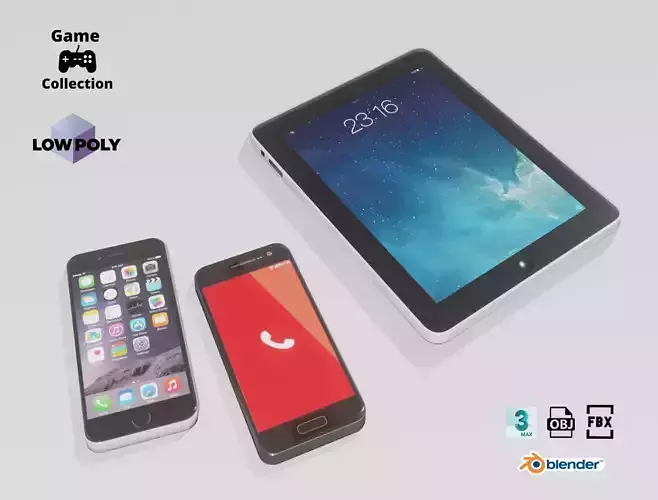 Smartphones and tablet Low-poly 3D model