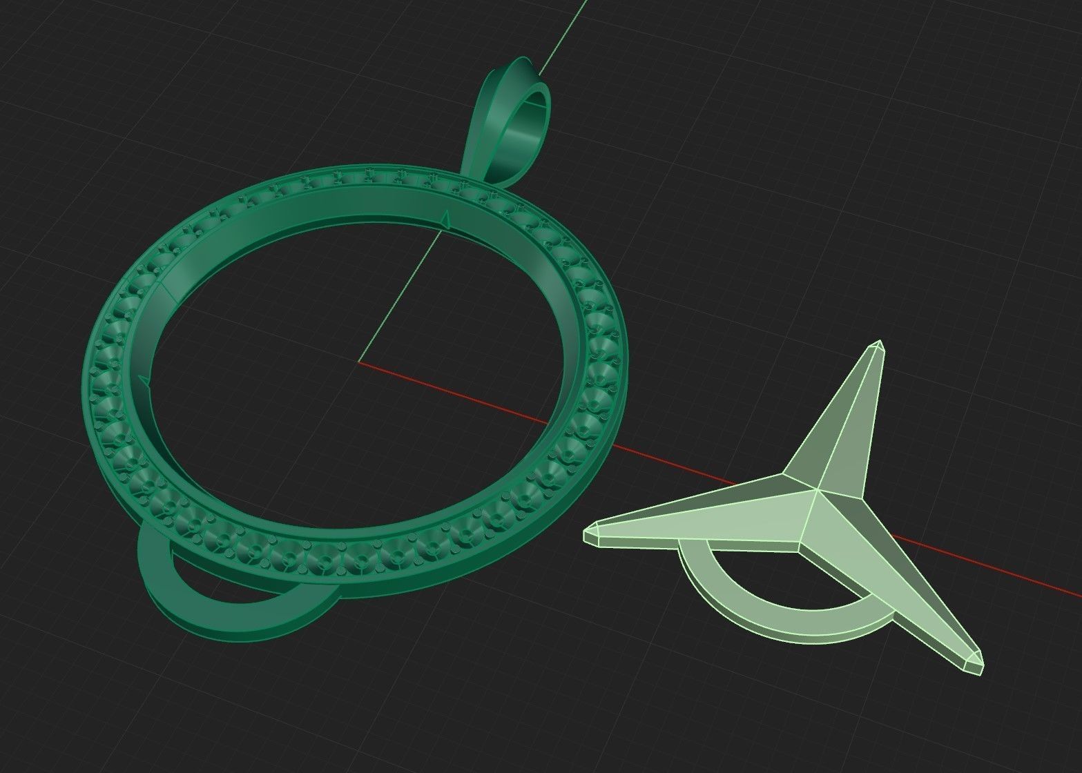 Pendants 1 mercedes benz logo pendant gold with diamonds Free 3D print model_8