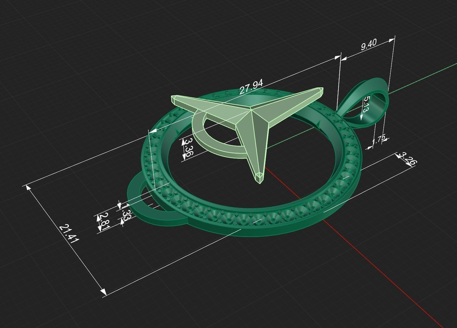 Pendants 1 mercedes benz logo pendant gold with diamonds Free 3D print model_10