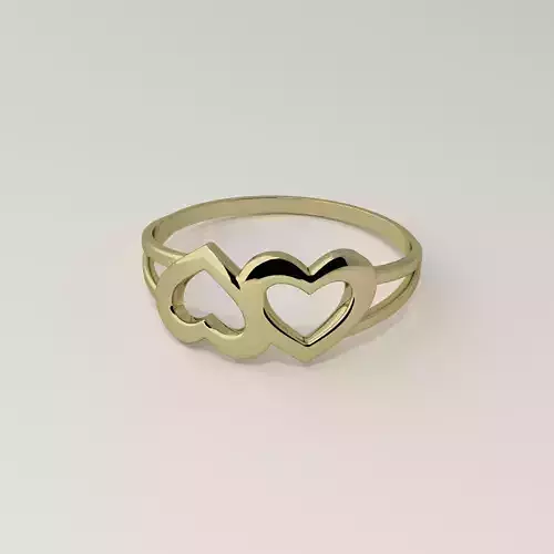 Women ring with a pair of hearts