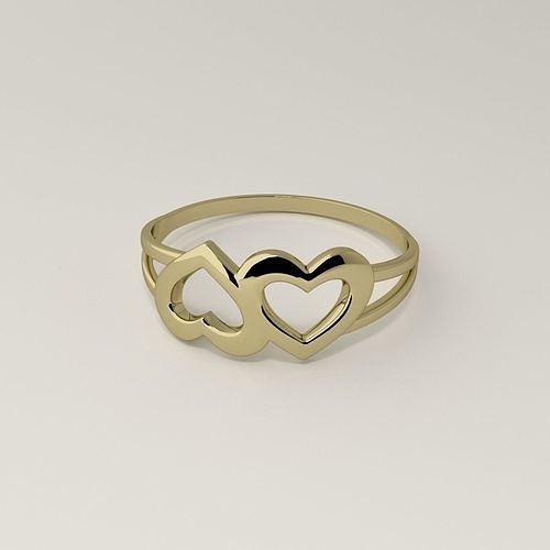 Women ring with a pair of hearts 3D print model