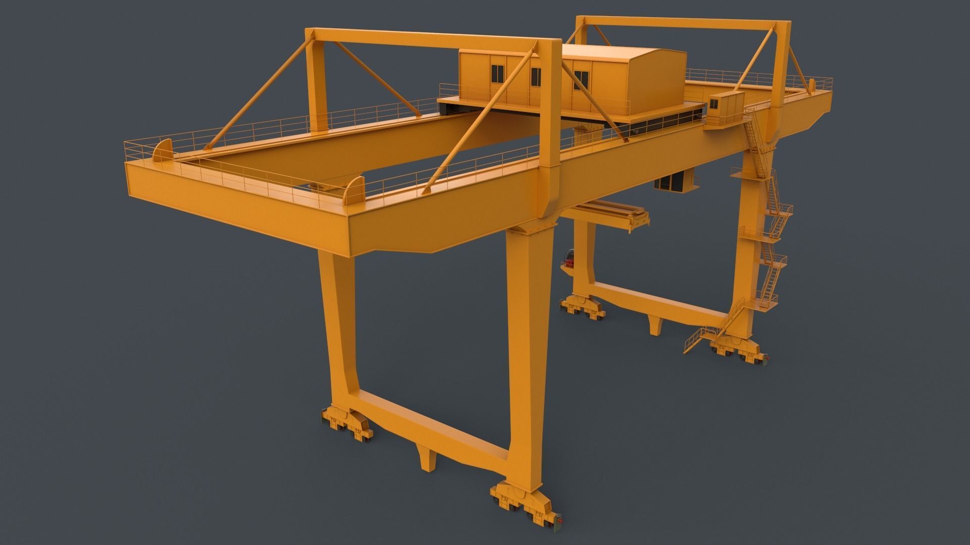 PBR Rail Mounted Gantry Crane RMG V2 - Yellow Dark Low-poly 3D model_2