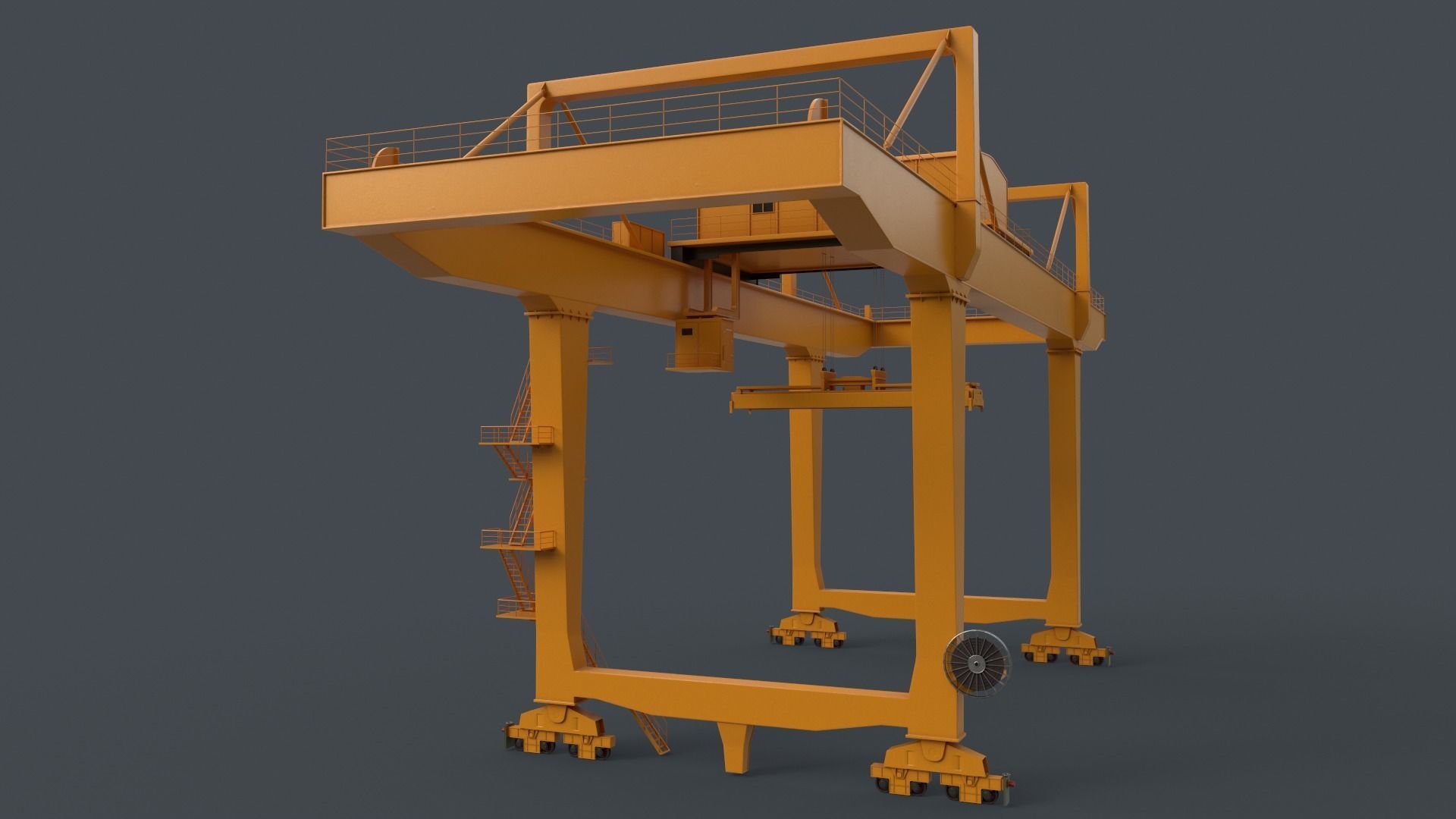 PBR Rail Mounted Gantry Crane RMG V2 - Yellow Dark Low-poly 3D model_21