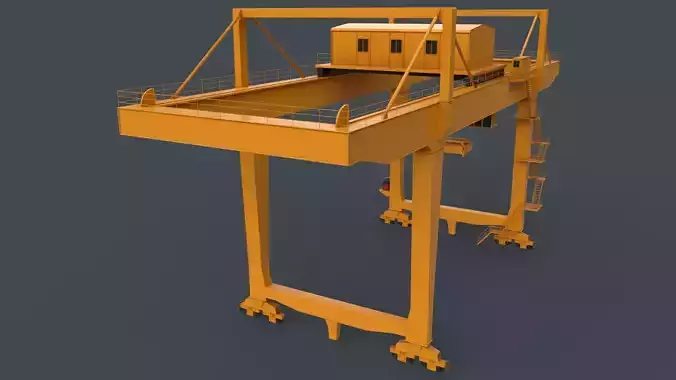 PBR Rail Mounted Gantry Crane RMG V2 - Yellow Dark Low-poly 3D model