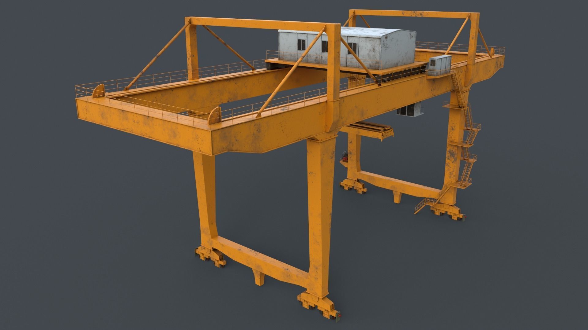 PBR Rail Mounted Gantry Crane RMG V2 - Yellow Dark Low-poly 3D model_5