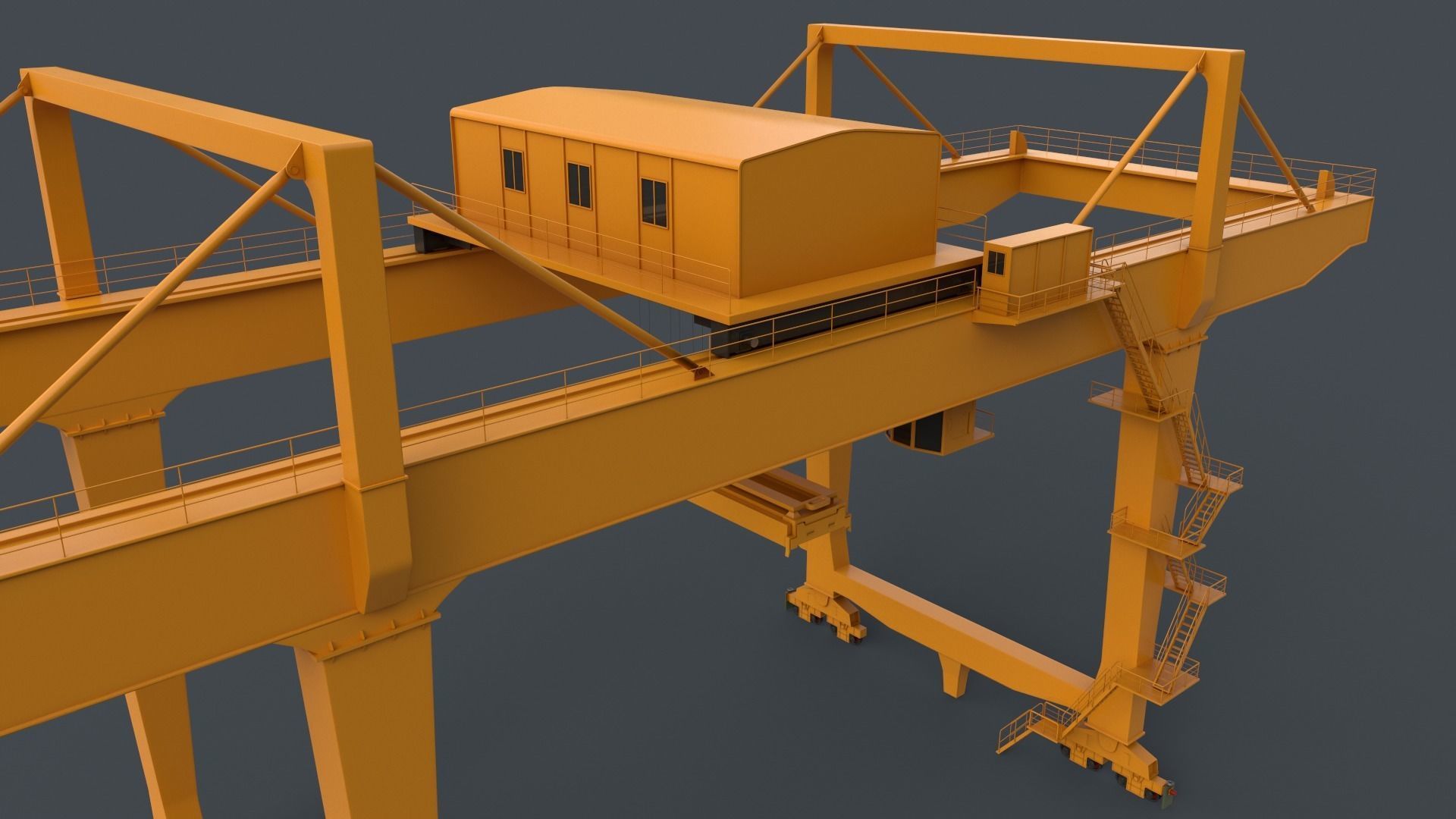 PBR Rail Mounted Gantry Crane RMG V2 - Yellow Dark Low-poly 3D model_7