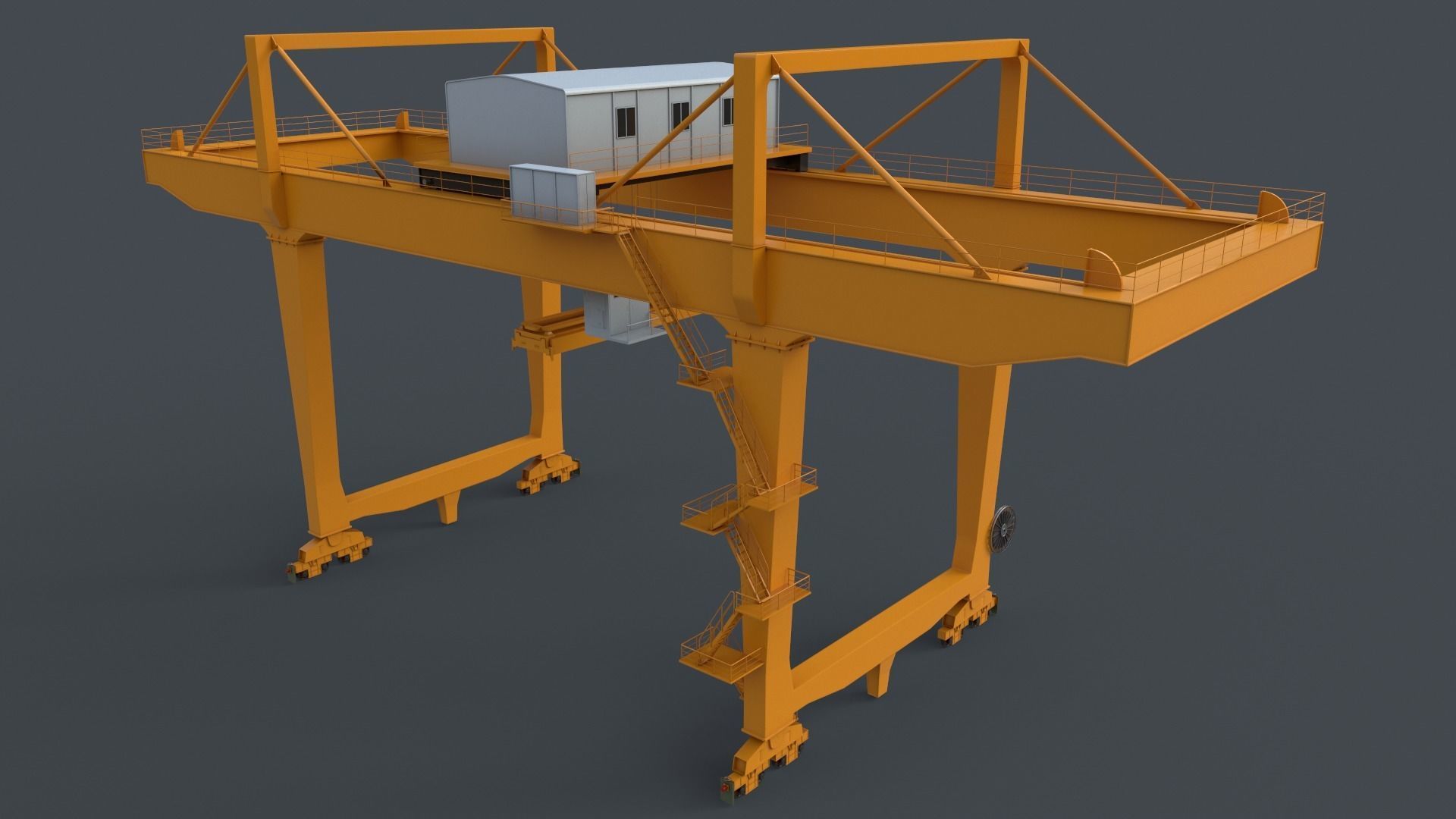 PBR Rail Mounted Gantry Crane RMG V2 - Yellow Dark Low-poly 3D model_12