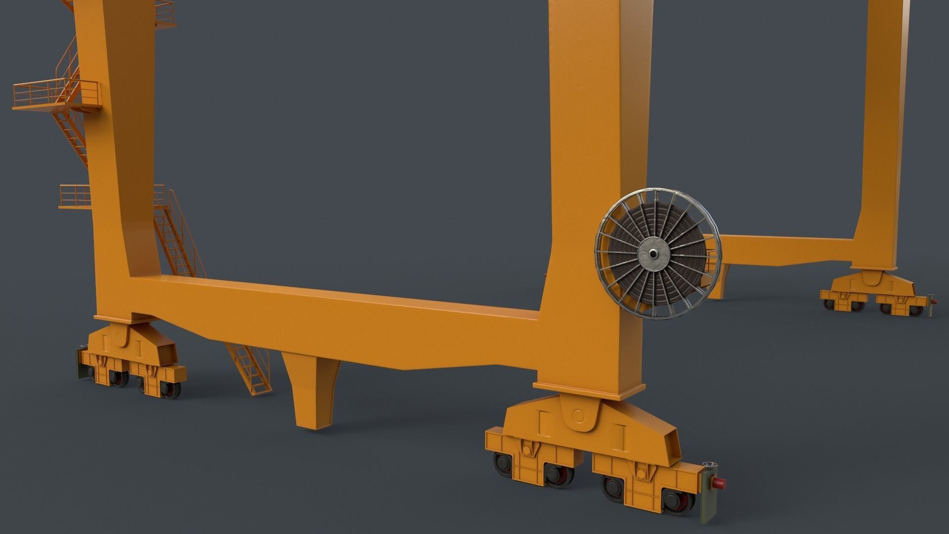 PBR Rail Mounted Gantry Crane RMG V2 - Yellow Dark Low-poly 3D model_20