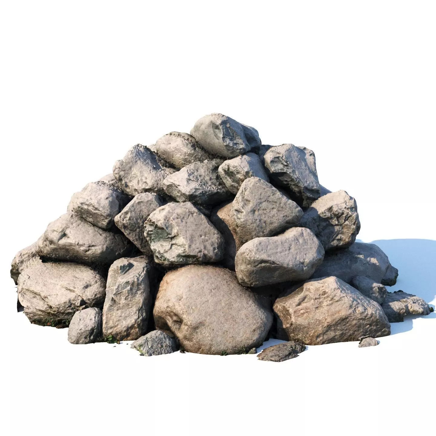 Scanned pile of cobblestones under snow 3D model