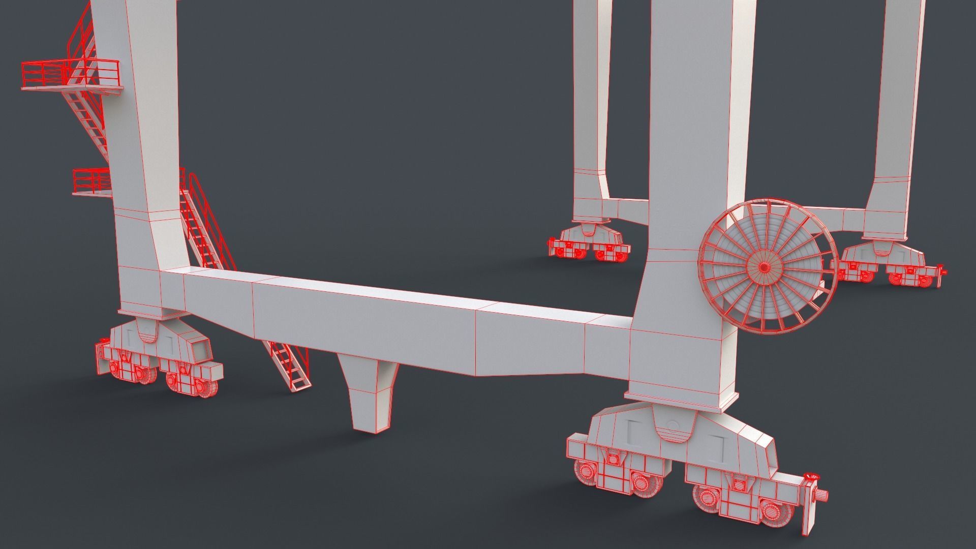 PBR Rail Mounted Gantry Crane RMG V2 - Yellow Light Low-poly 3D model_28