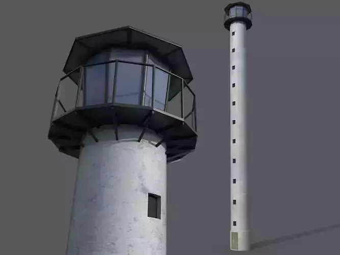 Lookout tower high sightseeing or lighthouse  Low-poly 3D model