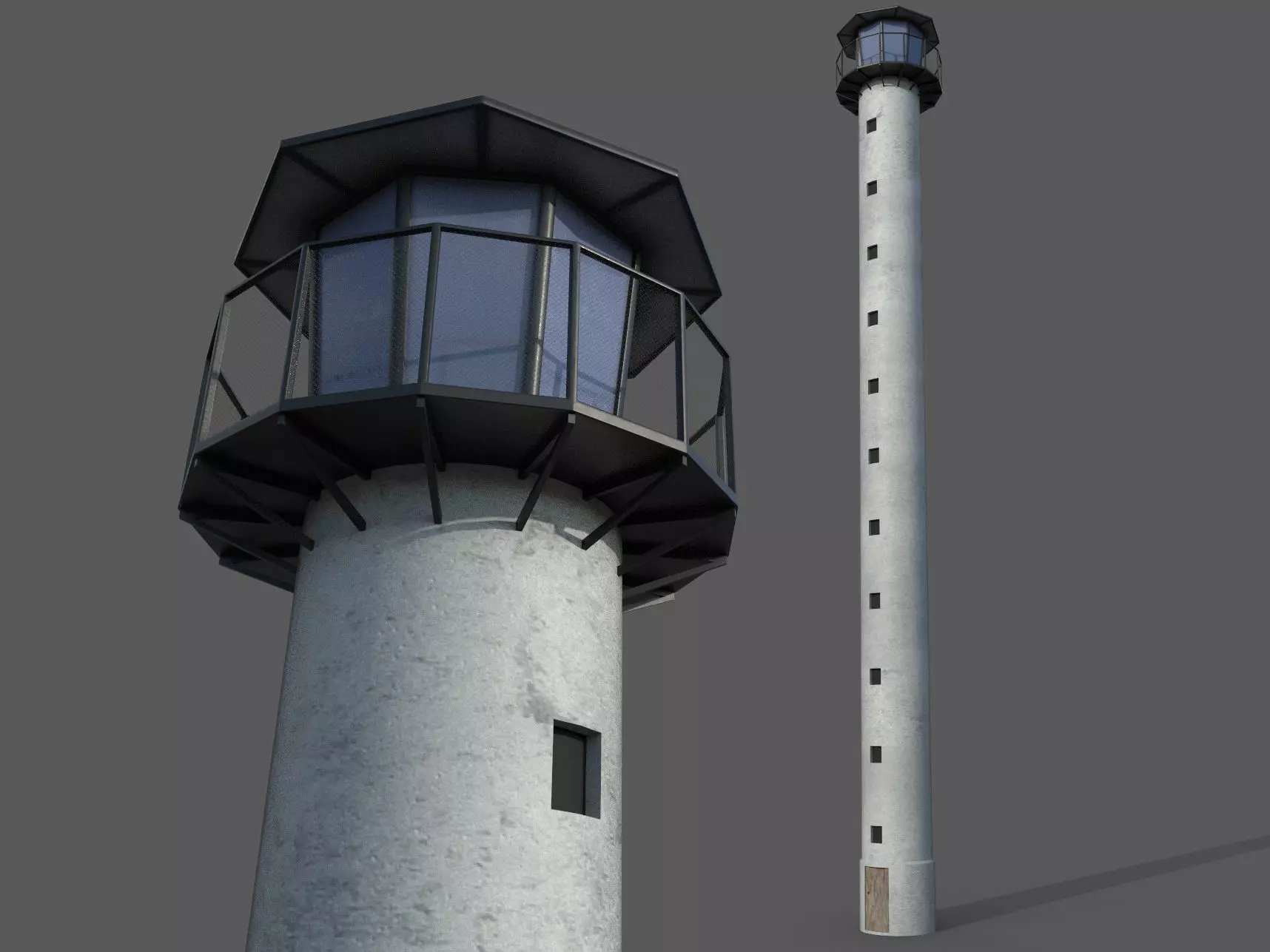 Lookout tower high sightseeing or lighthouse Low-poly 3D model_0