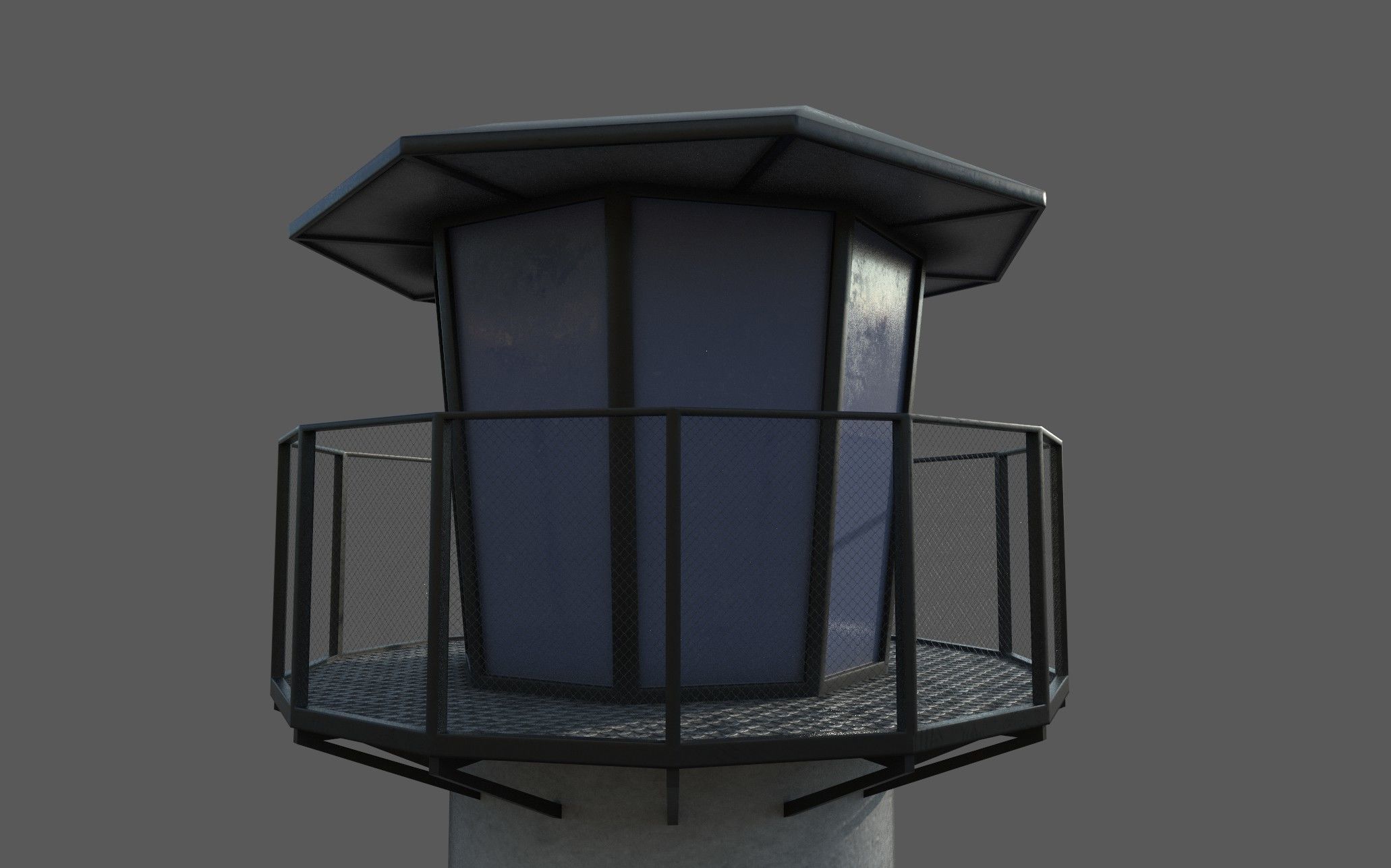 Lookout tower high sightseeing or lighthouse Low-poly 3D model_1