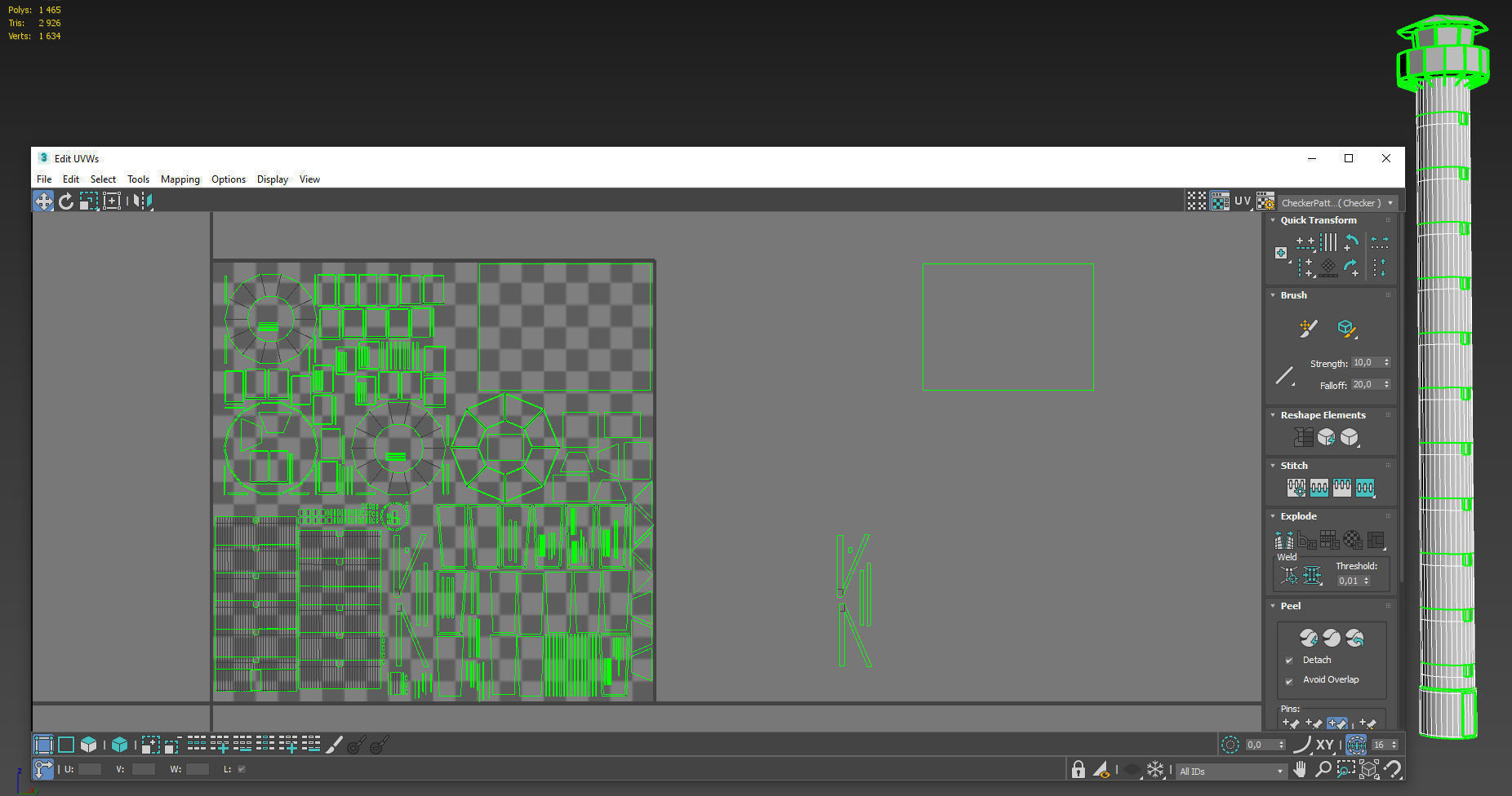 Lookout tower high sightseeing or lighthouse Low-poly 3D model_5