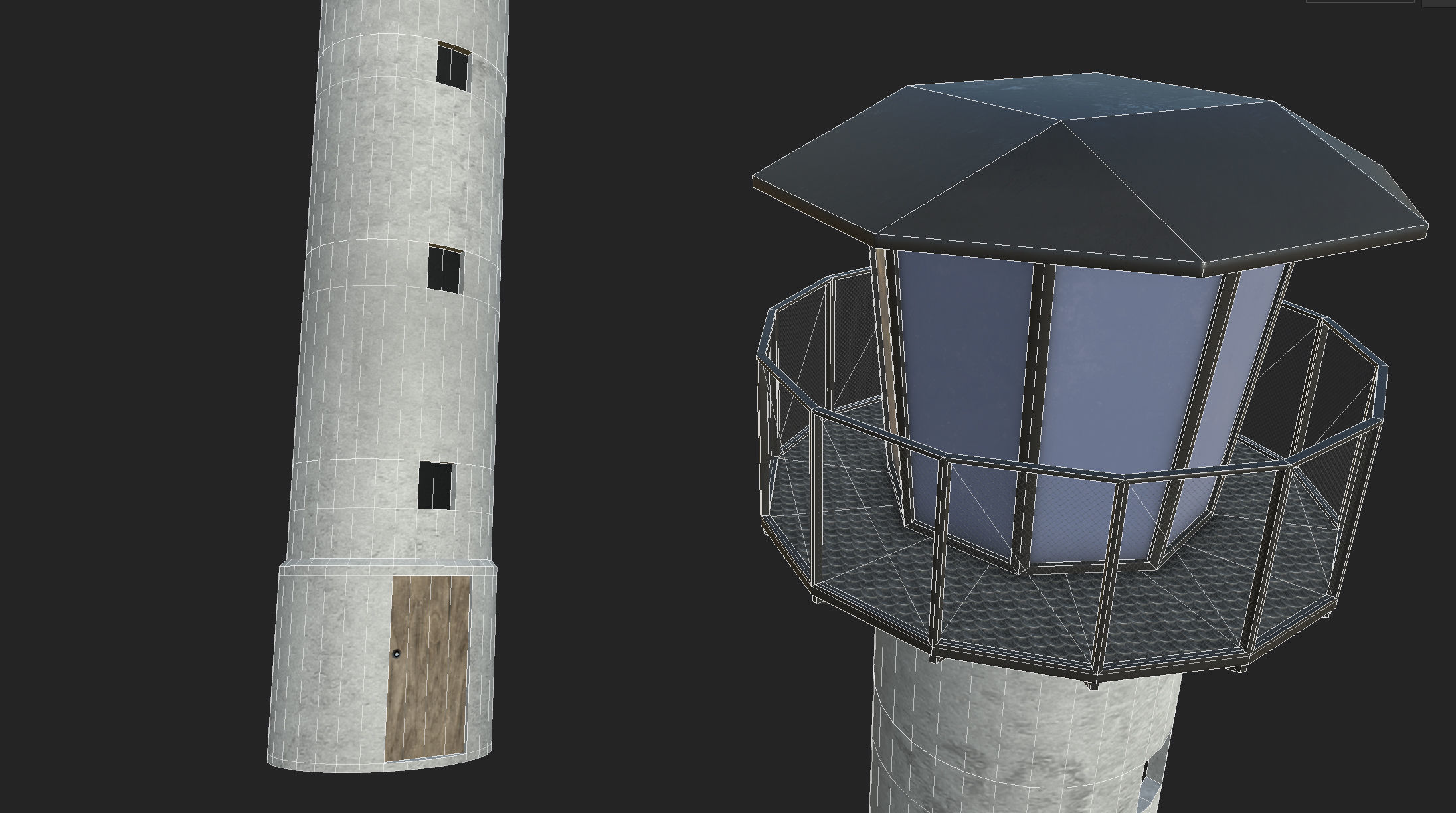 Lookout tower high sightseeing or lighthouse Low-poly 3D model_6
