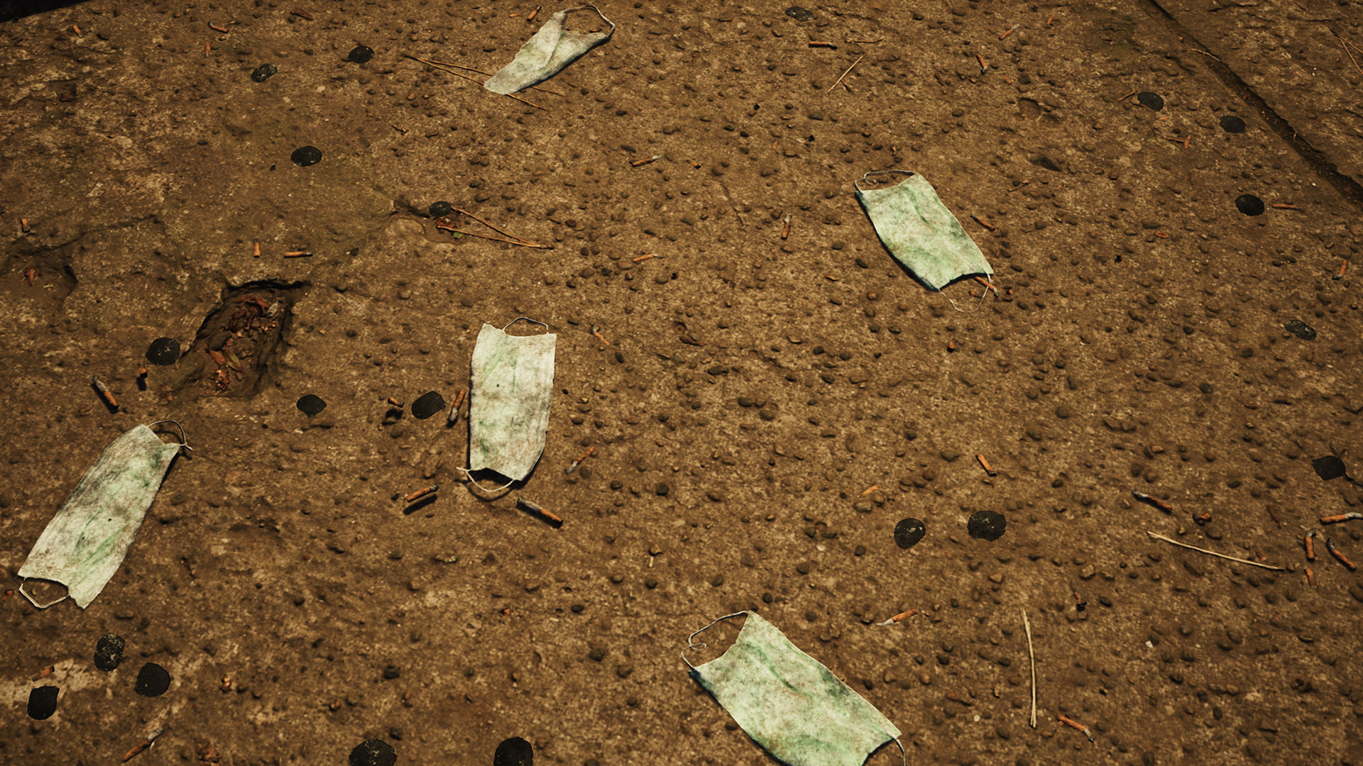 Sidewalk Trash - Cigarettes Masks Gum Cans Low-poly 3D model_8