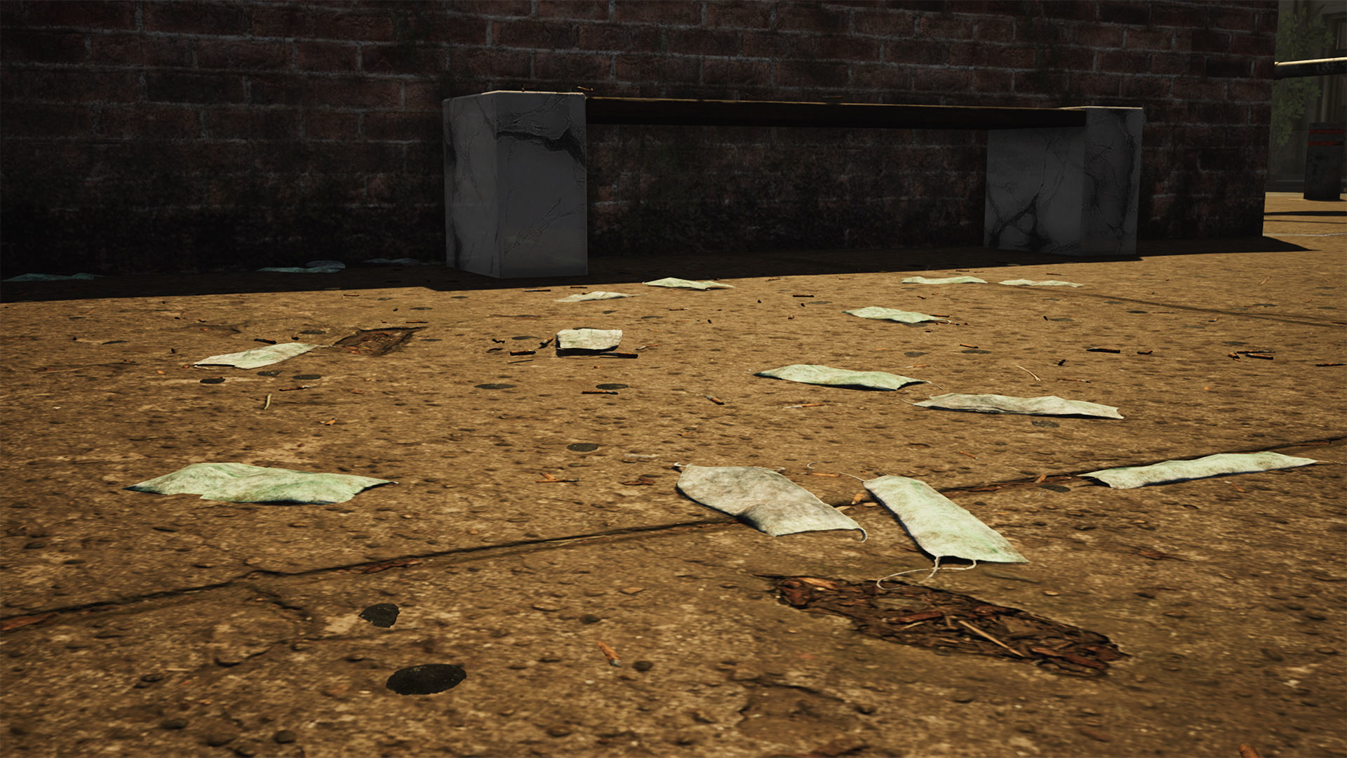Sidewalk Trash - Cigarettes Masks Gum Cans Low-poly 3D model_10