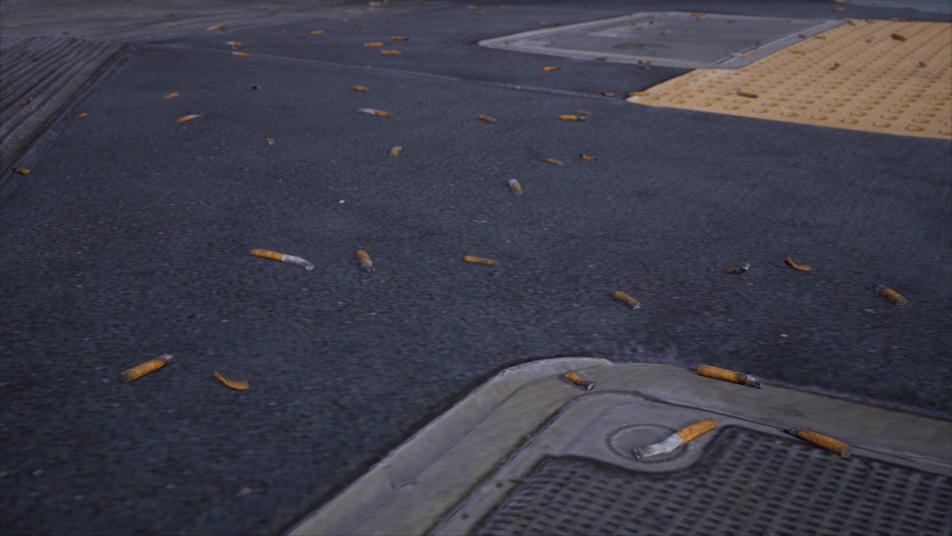 Sidewalk Trash - Cigarettes Masks Gum Cans Low-poly 3D model_3